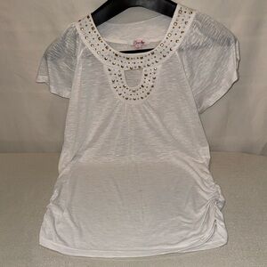 Lena White with gold and silver rhinestones. Size L